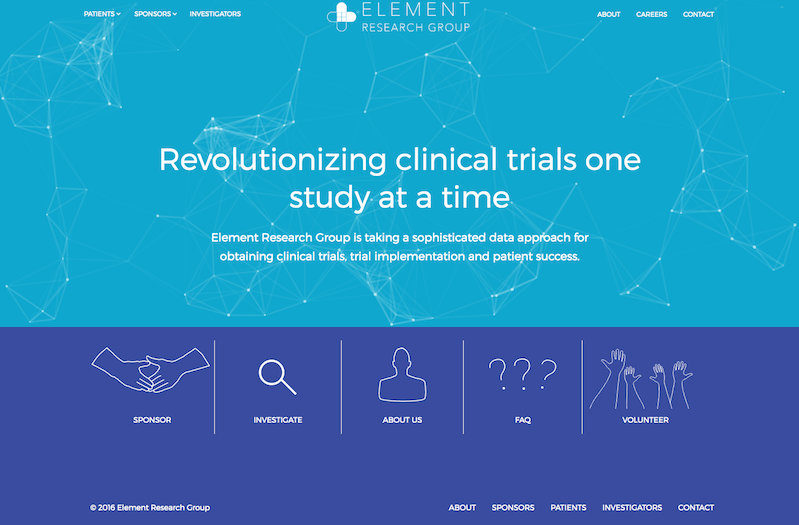 Screenshot of Element Research Group's homepage