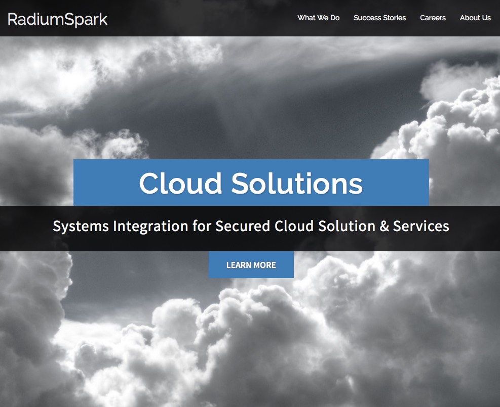 Screenshot of RadiumSpark's homepage